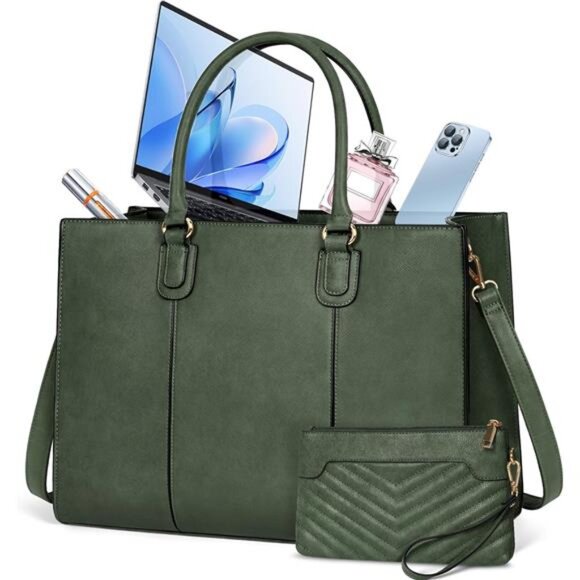 Handbags - Womens 15.6 Inch Tote Bags, Green